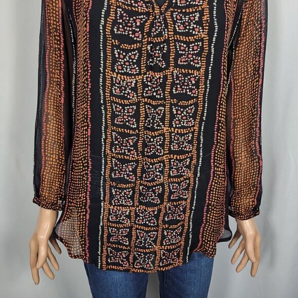 Lucky Brand Women's Sheer Aztec/Art Deco/Boho Flowy Blouse in a Size L - Picture 4 of 9